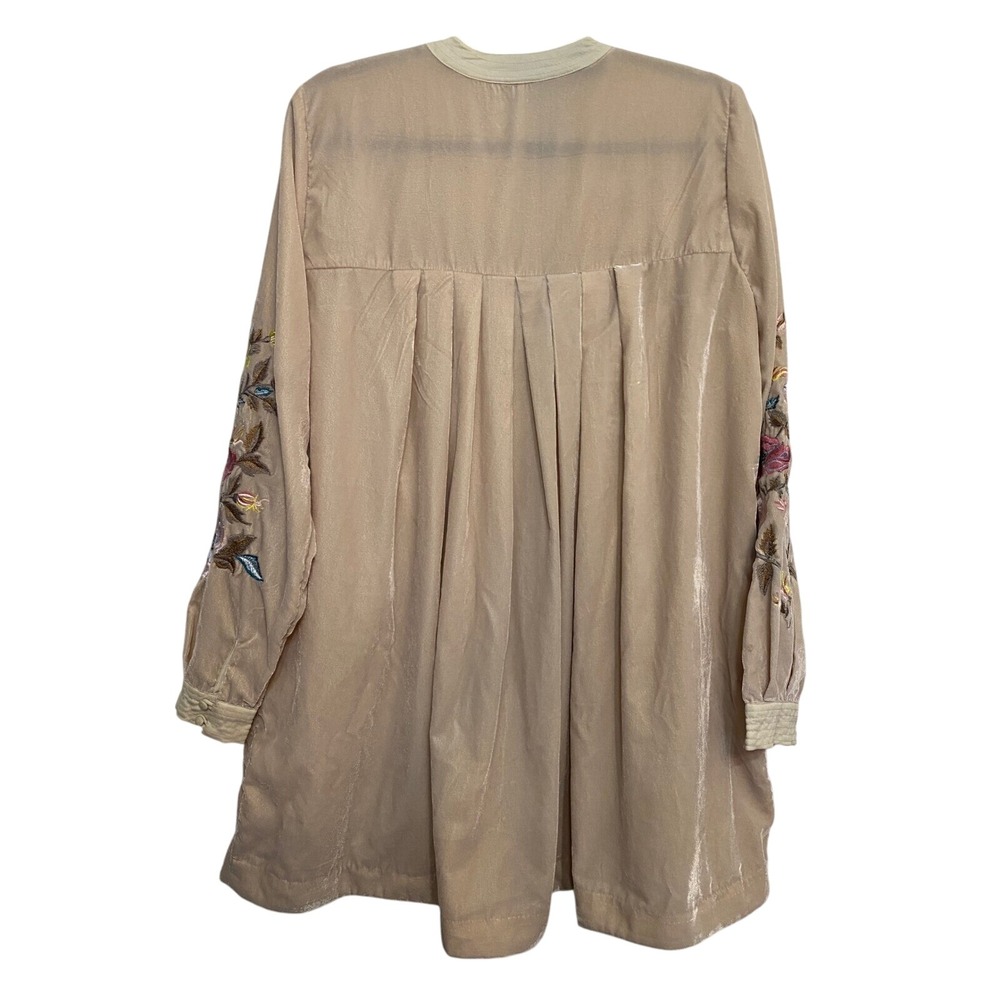 Free People Mia Velvet Embroidered Mini Dress Size M Floral Fall Winter Festival - Picture 3 of 9